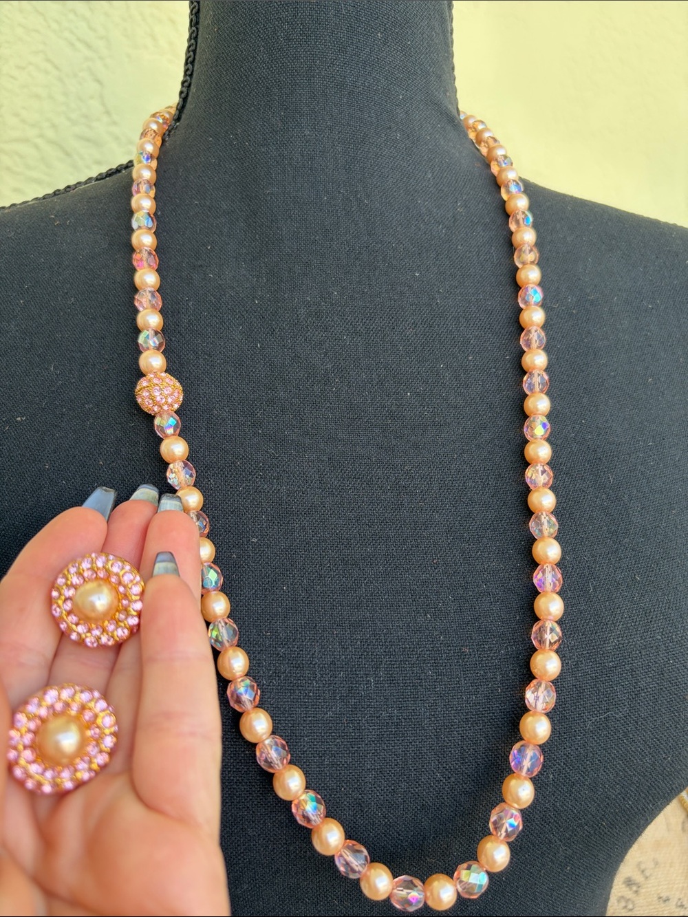 Joan Rivers Classics Collection Vintage multi-strand necklace /clip earrings